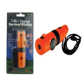7-In-1 Orange Survival Whistle w/ LED Flashlight